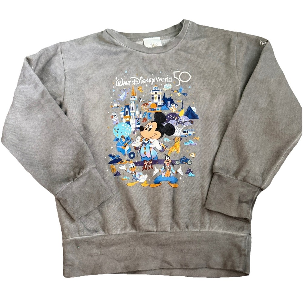 Disney Parks Kids Mickey Mouse WDW 50th Anniversary Crewneck Sweatshirt Size S - Picture 2 of 5